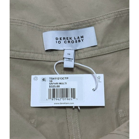 New $325 DEREK LAM 10 CROSBY Peirson Utility Ankle Barrel Pants Twill Khaki Tan - Picture 11 of 14